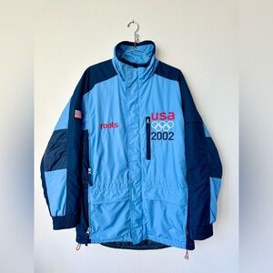 2002 Roots Salt Lake City Olympic Blue Jacket Coat XS No Hood OLYMPIC TEAM ISSUE